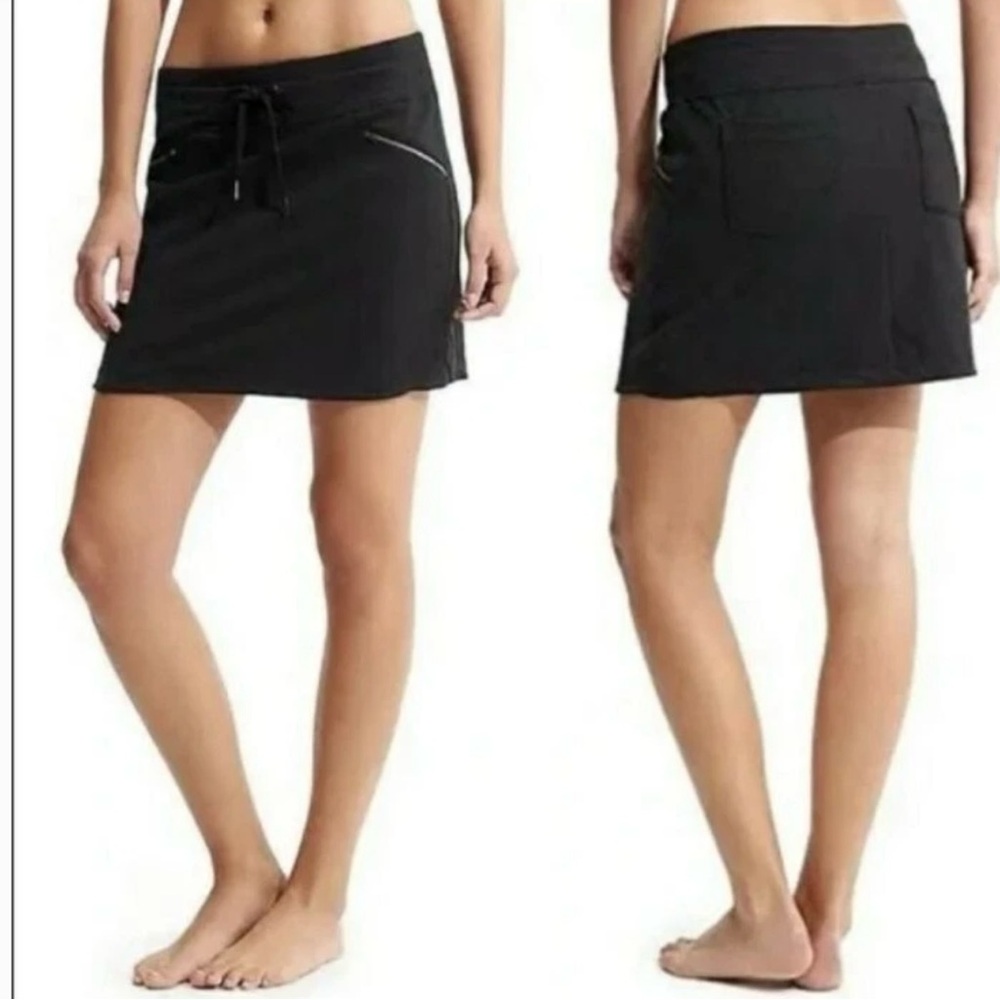 Athleta Womens Black Metro Skort Drawstring Waist Athletic Skort Skirt Sz M‎